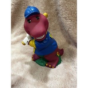 1992 Barney Baseball bat Coin Piggy Bank Purple Dinosaur Figure 1992 Child Money